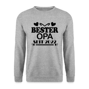 Bester Opa seit 2022 - Unisex Pullover - Weißgrau meliert - Vorne - Alina (178cm) & Michal (187cm)
