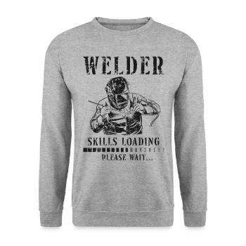 Welder Welding Apprentice Vintage - Unisex Pullover - Weißgrau meliert - Vorne - Alina (178cm) & Michal (187cm)
