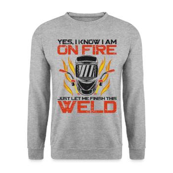 Soudeur Soudage Vintage Oui, je sais - Sweat-shirt Unisexe - gris chiné - Devant - Alina (178cm) & Michal (187cm)