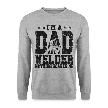 Welder Welding Dad Father Vintage - Unisex Sweatshirt - salt & pepper - Front - Alina (178cm) & Michal (187cm)