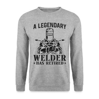 Welder Welding Retirement Vintage - Unisex Pullover - Weißgrau meliert - Vorne - Alina (178cm) & Michal (187cm)