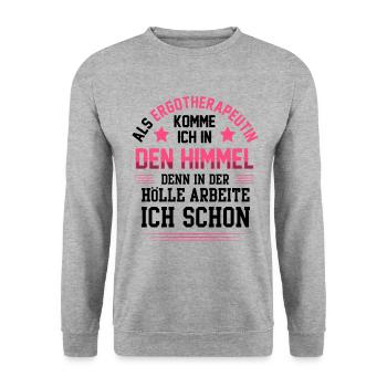 Ergotherapeutin kommen in Himmel Ergotherapie - Unisex Pullover - Weißgrau meliert - Vorne - Alina (178cm) & Michal (187cm)