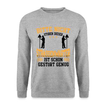 Straßenwärter nicht stören Straßenwart - Unisex Pullover - Weißgrau meliert - Vorne - Alina (178cm) & Michal (187cm)