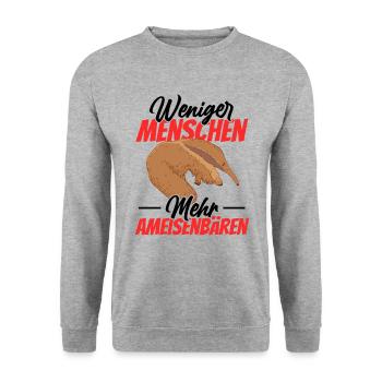 Ameisenbär weniger Menschen Zwergameisenbär - Unisex Pullover - Weißgrau meliert - Vorne - Alina (178cm) & Michal (187cm)