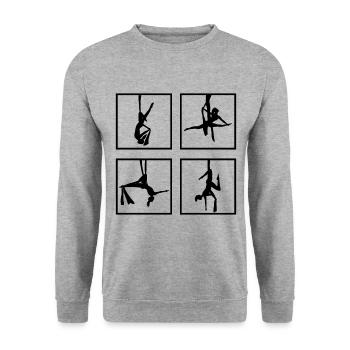 Retro Graphic Gymnast Gymnastics Acrobat Acrobatic - Unisex Pullover - Weißgrau meliert - Vorne - Alina (178cm) & Michal (187cm)