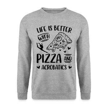 Life Is Better Upside Down Acrobatics Acrobat Gymn - Unisex Pullover - Weißgrau meliert - Vorne - Alina (178cm) & Michal (187cm)