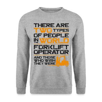 Certified Forklift Truck Operator - Unisex Pullover - Weißgrau meliert - Vorne - Alina (178cm) & Michal (187cm)