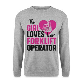Certified Forklift Truck Operator - Unisex Pullover - Weißgrau meliert - Vorne - Alina (178cm) & Michal (187cm)