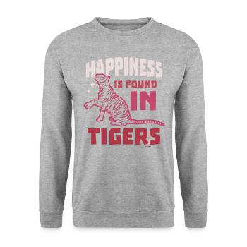 Happiness Is Found In Tigers - Unisex Sweatshirt - salt & pepper - Front - Alina (178cm) & Michal (187cm)