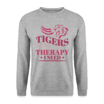 Les tigres sont la thérapie dont j’ai besoin - Sweat-shirt Unisexe - gris chiné - Devant - Alina (178cm) & Michal (187cm)