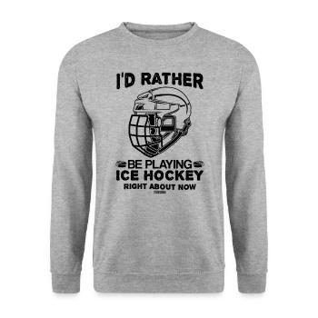 Slogan du masque de hockey sur glace - Sweat-shirt Unisexe - gris chiné - Devant - Alina (178cm) & Michal (187cm)