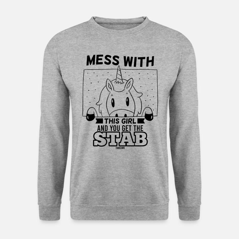 Mädchen Frau Einhorn Spruch - Unisex Pullover - Weißgrau meliert