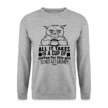 Café chat mauvaise humeur - Sweat-shirt Unisexe - gris chiné - Devant - Alina (178cm) & Michal (187cm)