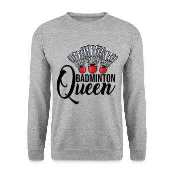 Badminton Queen Badminton Player Shuttlecock Sport - Unisex Pullover - Weißgrau meliert - Vorne - Alina (178cm) & Michal (187cm)