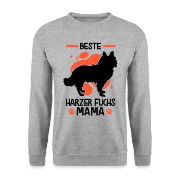 Beste Harzer Fuchs Mama Hütehund - Unisex Pullover - Weißgrau meliert - Vorne - Alina (178cm) & Michal (187cm)