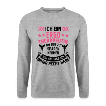 Ergotherapeutin hat immer Recht Ergotherapie - Unisex Pullover - Weißgrau meliert - Vorne - Alina (178cm) & Michal (187cm)