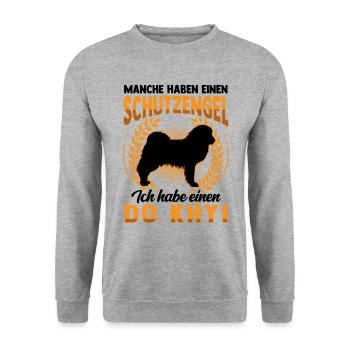Do Khyi Schutzengel Tibetmastiff Tibetdogge - Unisex Pullover - Weißgrau meliert - Vorne - Alina (178cm) & Michal (187cm)