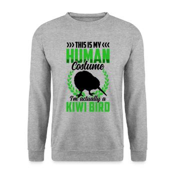 Kiwi Vogel Kostüm Neuseeland Kiwi Vogel - Unisex Pullover - Weißgrau meliert - Vorne - Alina (178cm) & Michal (187cm)