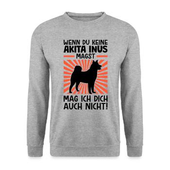 Akita Inu nicht mögen japanischer Spitz - Unisex Pullover - Weißgrau meliert - Vorne - Alina (178cm) & Michal (187cm)