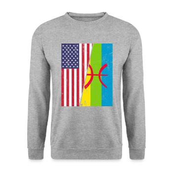 kabyle amazigh flag berber, africa kabyle - Unisex Pullover - Weißgrau meliert - Vorne - Alina (178cm) & Michal (187cm)