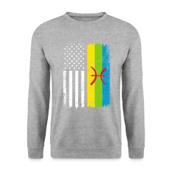 kabyle amazigh flag berber, africa kabyle - Unisex Pullover - Weißgrau meliert - Vorne - Alina (178cm) & Michal (187cm)