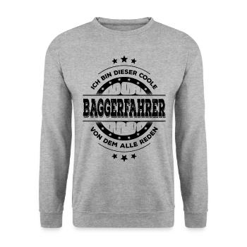Baggerfahrer Geburtstag Bauarbeiter Geschenk - Unisex Pullover - Weißgrau meliert - Vorne - Alina (178cm) & Michal (187cm)