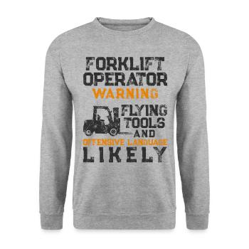 Certified Forklift Truck Operator - Unisex Pullover - Weißgrau meliert - Vorne - Alina (178cm) & Michal (187cm)
