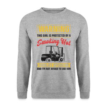 Certified Forklift Truck Operator - Unisex Sweatshirt - salt & pepper - Front - Alina (178cm) & Michal (187cm)