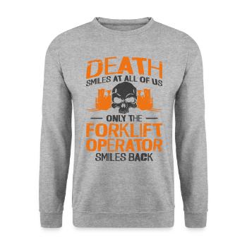 Certified Forklift Truck Operator - Unisex Pullover - Weißgrau meliert - Vorne - Alina (178cm) & Michal (187cm)