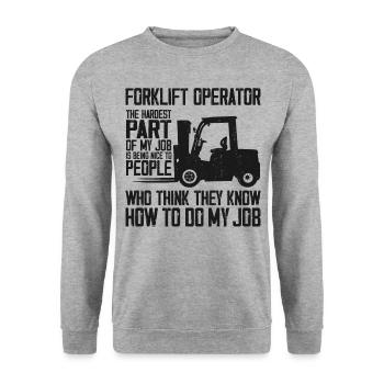 Certified Forklift Truck Operator - Unisex Pullover - Weißgrau meliert - Vorne - Alina (178cm) & Michal (187cm)