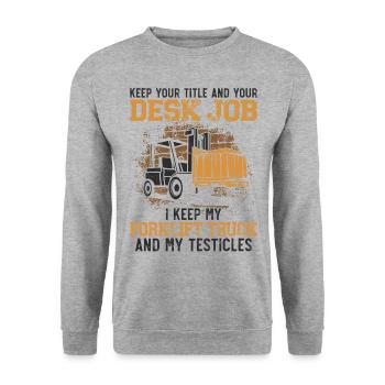 Certified Forklift Truck Operator - Unisex Sweatshirt - salt & pepper - Front - Alina (178cm) & Michal (187cm)