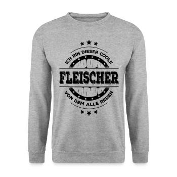 Fleischer Kollegen Geburtstag Metzger Geschenk - Unisex Pullover - Weißgrau meliert - Vorne - Alina (178cm) & Michal (187cm)