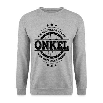 Ich Bin Onkel Geburtstag Patenonkel Geschenk - Unisex Pullover - Weißgrau meliert - Vorne - Alina (178cm) & Michal (187cm)