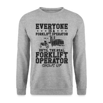 Certified Forklift Truck Operator - Unisex Pullover - Weißgrau meliert - Vorne - Alina (178cm) & Michal (187cm)