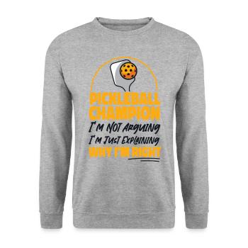 Pickleball Pickleball Champion I'm - Unisex Pullover - Weißgrau meliert - Vorne - Alina (178cm) & Michal (187cm)