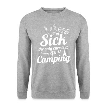 Camping Adventure Outdoor Camping Saying - Unisex Sweatshirt - salt & pepper - Front - Alina (178cm) & Michal (187cm)