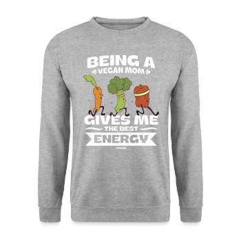 Carotte Paprika Brocoli Mama végétalien - Sweat-shirt Unisexe - gris chiné - Devant - Alina (178cm) & Michal (187cm)