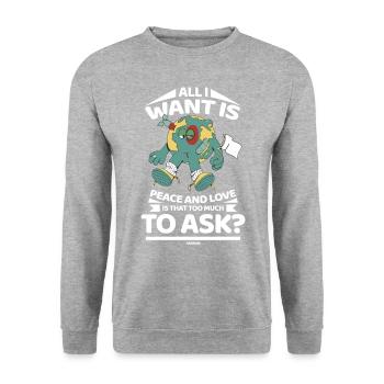 our planet Earth wants world peace - Unisex Sweatshirt - salt & pepper - Front - Alina (178cm) & Michal (187cm)