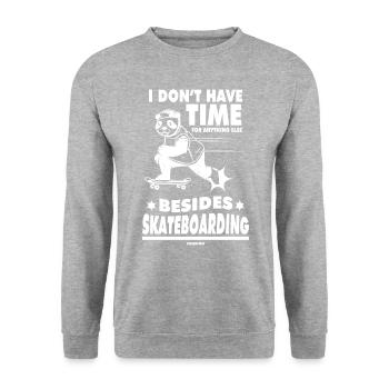 Panda Skateboard Sohn Tochter Geschenk - Unisex Pullover - Weißgrau meliert - Vorne - Alina (178cm) & Michal (187cm)