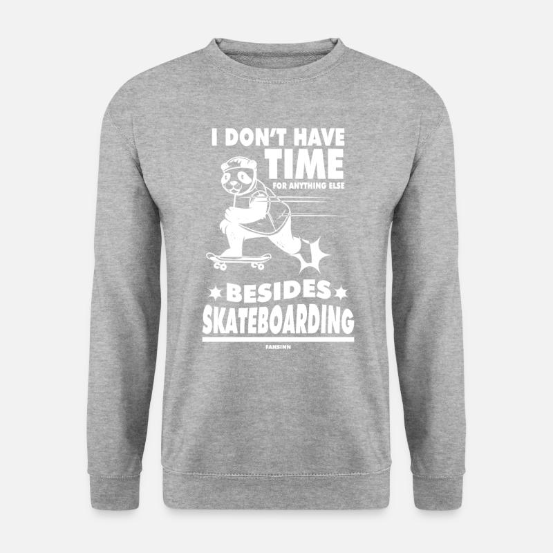 Panda Skateboard Sohn Tochter Geschenk - Unisex Pullover - Weißgrau meliert