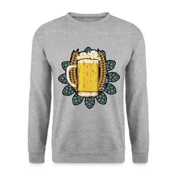 Retro Graphic Homebrewing Winemaking Brewery Craft - Unisex Pullover - Weißgrau meliert - Vorne - Alina (178cm) & Michal (187cm)
