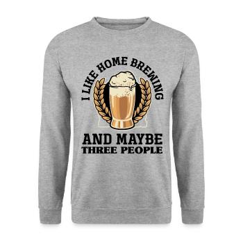 I Like Homebrewing And Maybe Three People Homebrew - Unisex Pullover - Weißgrau meliert - Vorne - Alina (178cm) & Michal (187cm)