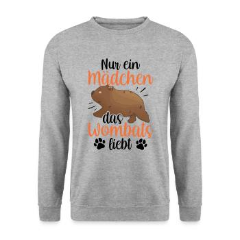 Mädchen das Wombat liebt Australien Beuteltier - Unisex Pullover - Weißgrau meliert - Vorne - Alina (178cm) & Michal (187cm)