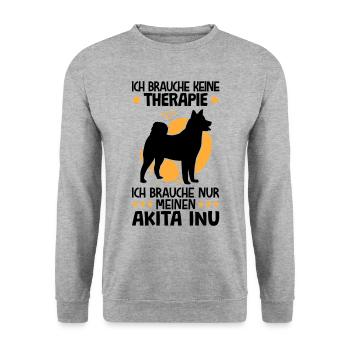 Ich brauche nur meinen Akita Inu japanischer Spitz - Unisex Pullover - Weißgrau meliert - Vorne - Alina (178cm) & Michal (187cm)