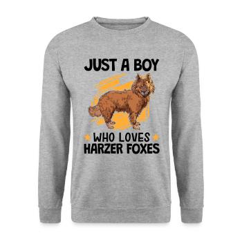 Boy of the Harz foxes loves herding fox - Unisex Sweatshirt - salt & pepper - Front - Alina (178cm) & Michal (187cm)