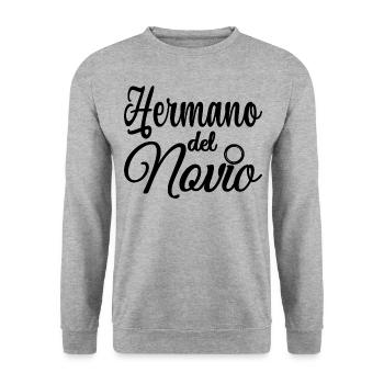 Hermano del Novio Groom's Brother Wedding Gift - Unisex Sweatshirt - salt & pepper - Front - Alina (178cm) & Michal (187cm)