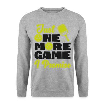 Pickleball Just One More Game I - Unisex Pullover - Weißgrau meliert - Vorne - Alina (178cm) & Michal (187cm)