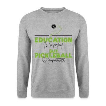 Pickleball Education Is Important - Unisex Pullover - Weißgrau meliert - Vorne - Alina (178cm) & Michal (187cm)