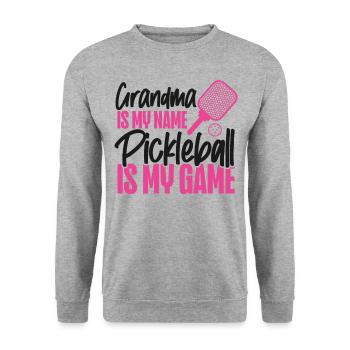 Pickleball Grand-mère Grand-mère est mon - Sweat-shirt Unisexe - gris chiné - Devant - Alina (178cm) & Michal (187cm)