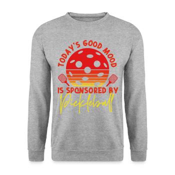 Pickleball Retro Today's Good Mood - Unisex Pullover - Weißgrau meliert - Vorne - Alina (178cm) & Michal (187cm)